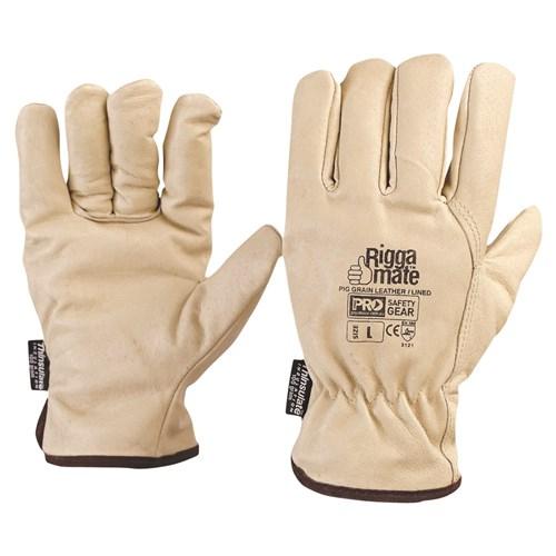 Pro Choice Pig Grain Leather Rigger Beige, 3m Thinsulate Lined X12 - PGL41TL PPE Pro Choice L  